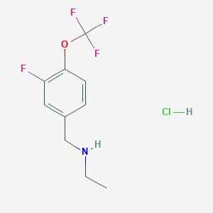 molecular formula C10H12ClF4NO B8127638 Ethyl-(3-fluoro-4-trifluoromethoxy-benzyl)-amine hydrochloride 