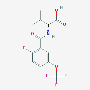 molecular formula C13H13F4NO4 B8127692 (R)-2-(2-Fluoro-5-(trifluoromethoxy)benzamido)-3-methylbutanoic acid 