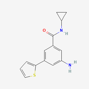 molecular formula C14H14N2OS B8127703 3-Amino-N-cyclopropyl-5-thiophen-2-yl-benzamide 