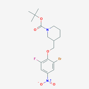 molecular formula C17H22BrFN2O5 B8127798 3-(2-Bromo-6-fluoro-4-nitro-phenoxymethyl)-piperidine-1-carboxylic acid tert-butyl ester 