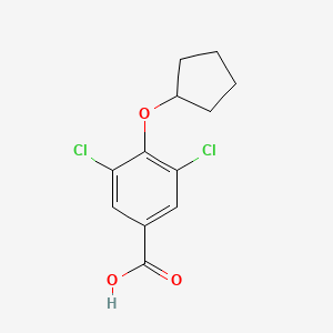 molecular formula C12H12Cl2O3 B8127856 3,5-Dichloro-4-(cyclopentyloxy)benzoic acid 