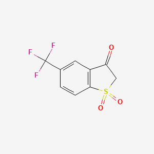 molecular formula C9H5F3O3S B8127864 5-(Trifluoromethyl)benzo[b]thiophen-3(2H)-one 1,1-Dioxide 