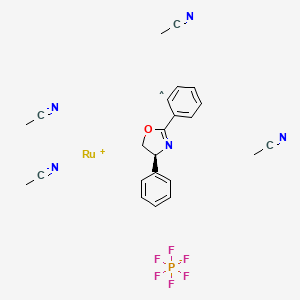 molecular formula C23H24F6N5OPRu B8127879 Ru(II)-(S)-PheoxCatalyst 