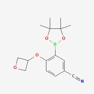 molecular formula C16H20BNO4 B8127885 4-(Oxetan-3-yloxy)-3-(4,4,5,5-tetramethyl-[1,3,2]dioxaborolan-2-yl)-benzonitrile 