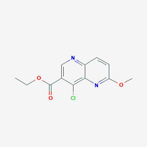 molecular formula C12H11ClN2O3 B8127932 Ethyl 4-chloro-6-methoxy-1,5-naphthyridine-3-carboxylate 