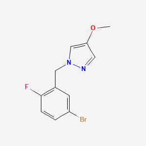 molecular formula C11H10BrFN2O B8128130 1-(5-Bromo-2-fluorobenzyl)-4-methoxy-1H-pyrazole 
