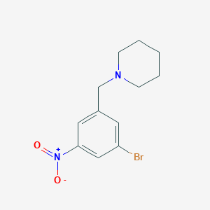 molecular formula C12H15BrN2O2 B8128164 1-[(3-Bromo-5-nitrophenyl)methyl]piperidine 