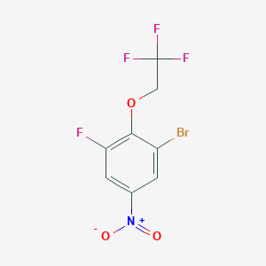 molecular formula C8H4BrF4NO3 B8128230 1-Bromo-3-fluoro-5-nitro-2-(2,2,2-trifluoro-ethoxy)-benzene 