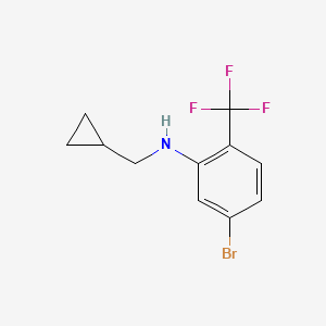 molecular formula C11H11BrF3N B8128267 5-Bromo-N-(cyclopropylmethyl)-2-(trifluoromethyl)aniline 