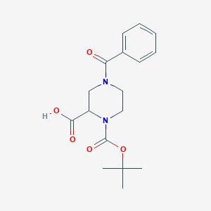molecular formula C17H22N2O5 B8128276 4-Benzoyl-1-(tert-butoxycarbonyl)piperazine-2-carboxylic acid 