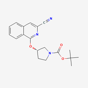 molecular formula C19H21N3O3 B8128300 (S)-tert-butyl 3-((3-cyanoisoquinolin-1-yl)oxy)pyrrolidine-1-carboxylate 