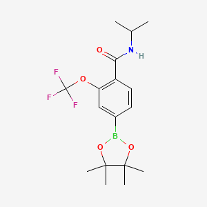 molecular formula C17H23BF3NO4 B8128330 N-Isopropyl-4-(4,4,5,5-tetramethyl-[1,3,2]dioxaborolan-2-yl)-2-trifluoromethoxy-benzamide 