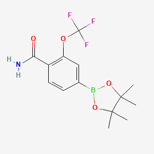 molecular formula C14H17BF3NO4 B8128404 4-(4,4,5,5-Tetramethyl-[1,3,2]dioxaborolan-2-yl)-2-trifluoromethoxy-benzamide 