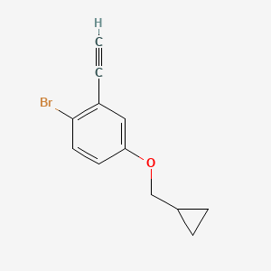 molecular formula C12H11BrO B8128454 1-Bromo-4-cyclopropylmethoxy-2-ethynylbenzene 