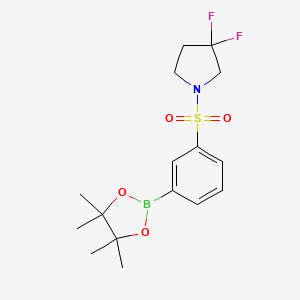 molecular formula C16H22BF2NO4S B8128490 3,3-Difluoro-1-((3-(4,4,5,5-tetramethyl-1,3,2-dioxaborolan-2-yl)phenyl)sulfonyl)pyrrolidine 