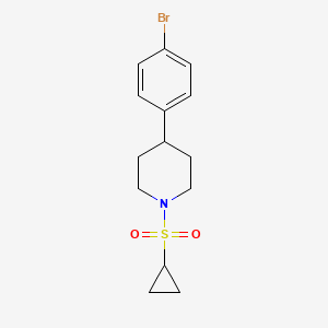molecular formula C14H18BrNO2S B8128498 4-(4-Bromophenyl)-1-(cyclopropylsulfonyl)piperidine 