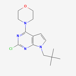 molecular formula C15H21ClN4O B8128538 2-Chloro-7-(2,2-dimethylpropyl)-4-morpholin-4-yl-7H-pyrrolo[2,3-d]pyrimidine 