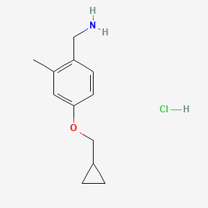 molecular formula C12H18ClNO B8128573 4-Cyclopropylmethoxy-2-methylbenzylamine hydrochloride 