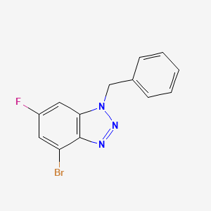 molecular formula C13H9BrFN3 B8128598 1-Benzyl-4-bromo-6-fluoro-1H-benzotriazole 