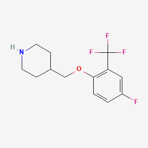 molecular formula C13H15F4NO B8128662 4-(4-Fluoro-2-trifluoromethyl-phenoxymethyl)-piperidine 
