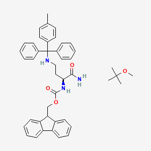 molecular formula C44H49N3O4 B8128671 9H-fluoren-9-ylmethyl N-[(2S)-1-amino-4-[[(4-methylphenyl)-diphenylmethyl]amino]-1-oxobutan-2-yl]carbamate;2-methoxy-2-methylpropane 