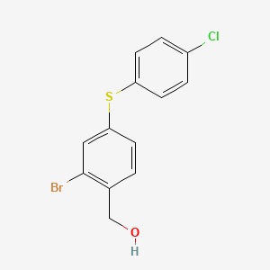 molecular formula C13H10BrClOS B8128718 (2-Bromo-4-(4-chlorophenylthio)phenyl)methanol 
