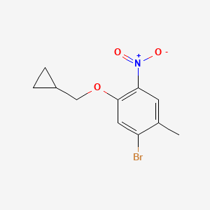 molecular formula C11H12BrNO3 B8128725 1-Bromo-5-cyclopropylmethoxy-2-methyl-4-nitro-benzene 
