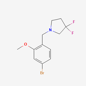 molecular formula C12H14BrF2NO B8128772 1-(4-Bromo-2-methoxy-benzyl)-3,3-difluoro-pyrrolidine 