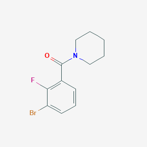 molecular formula C12H13BrFNO B8128780 (3-Bromo-2-fluoro-phenyl)-piperidin-1-yl-methanone 