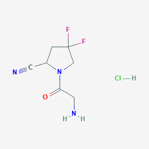 molecular formula C7H10ClF2N3O B8128781 1-(2-Aminoacetyl)-4,4-difluoropyrrolidine-2-carbonitrile Hydrochloride 