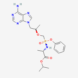 molecular formula C21H29N6O5P B8128814 N-((R)-(((1R)-2-(6-Amino-9H-purin-9-yl)-1-methylethoxy)methyl)phenoxyphosphinyl)-L-alanine 1-methylethyl ester 
