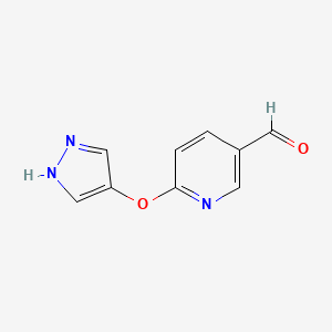 molecular formula C9H7N3O2 B8128831 6-((1H-pyrazol-4-yl)oxy)nicotinaldehyde 