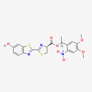 molecular formula C21H19N3O7S2 B8128834 1-(4,5-dimethoxy-2-nitrophenyl)ethyl (4R)-2-(6-hydroxy-1,3-benzothiazol-2-yl)-4,5-dihydro-1,3-thiazole-4-carboxylate 