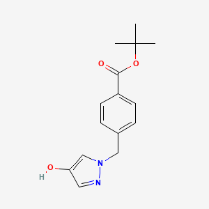 molecular formula C15H18N2O3 B8128867 4-(4-Hydroxypyrazol-1-ylmethyl)-benzoic acid tert-butyl ester 