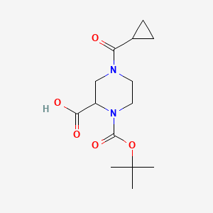 molecular formula C14H22N2O5 B8128868 1-(tert-Butoxycarbonyl)-4-(cyclopropanecarbonyl)piperazine-2-carboxylic acid 