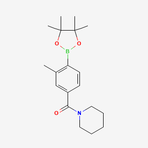 molecular formula C19H28BNO3 B8128878 [3-Methyl-4-(4,4,5,5-tetramethyl-[1,3,2]dioxaborolan-2-yl)-phenyl]-piperidin-1-yl-methanone 