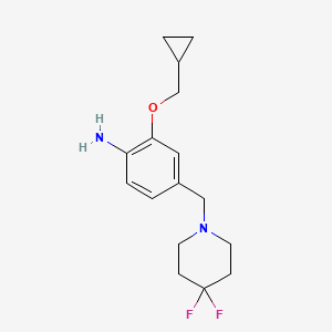 molecular formula C16H22F2N2O B8128895 2-Cyclopropylmethoxy-4-(4,4-difluoro-piperidin-1-ylmethyl)-phenylamine 