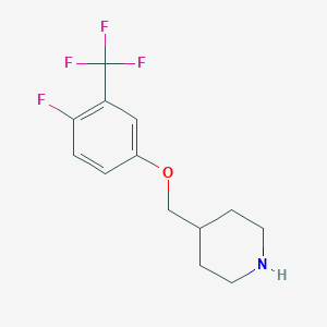 molecular formula C13H15F4NO B8129036 4-((4-Fluoro-3-(trifluoromethyl)phenoxy)methyl)piperidine 