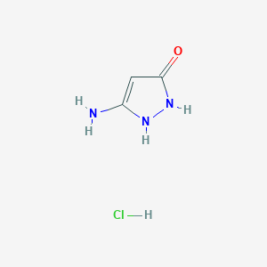 molecular formula C3H6ClN3O B8129047 5-AMino-1,2-dihydropyrazol-3-one hydrochloride 
