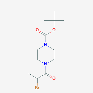molecular formula C12H21BrN2O3 B8129057 tert-Butyl 4-(2-bromopropanoyl)piperazine-1-carboxylate 