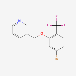 molecular formula C13H9BrF3NO B8129107 3-[[5-Bromo-2-(trifluoromethyl)phenoxy]methyl]pyridine 