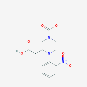 molecular formula C17H23N3O6 B8129158 {4-[(tert-Butoxy)carbonyl]-1-(2-nitrophenyl)piperazin-2-yl}acetic acid 