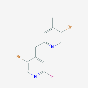 molecular formula C12H9Br2FN2 B8129183 5-BRomo-2-[(5-bromo-2-fluoropyridin-4-yl)methyl]-4-methylpyridine 