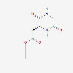 molecular formula C10H16N2O4 B8129216 tert-Butyl 2-[(2R)-3,6-dioxopiperazin-2-yl]acetate 