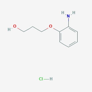 molecular formula C9H14ClNO2 B8129235 3-(2-Aminophenoxy)propan-1-ol hydrochloride 