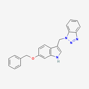 molecular formula C22H18N4O B8129247 1-((6-(Benzyloxy)-1H-indol-3-yl)methyl)-1H-benzo[d][1,2,3]triazole 
