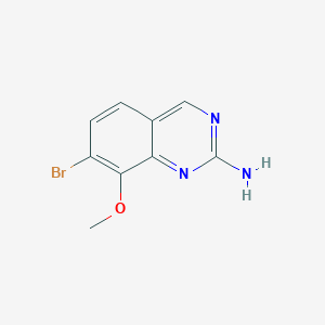 molecular formula C9H8BrN3O B8129289 7-Bromo-8-methoxyquinazolin-2-amine 