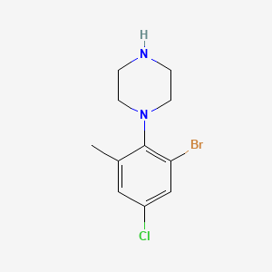 molecular formula C11H14BrClN2 B8129291 1-(2-Bromo-4-chloro-6-methylphenyl)piperazine 