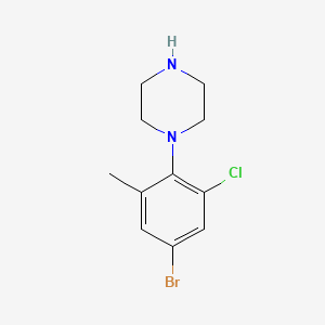 molecular formula C11H14BrClN2 B8129296 1-(4-Bromo-2-chloro-6-methylphenyl)piperazine 