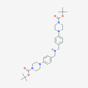 molecular formula C32H47N5O4 B8129306 Tert-butyl 4-[4-[[[4-[4-[(2-methylpropan-2-yl)oxycarbonyl]piperazin-1-yl]phenyl]methylamino]methyl]phenyl]piperazine-1-carboxylate 